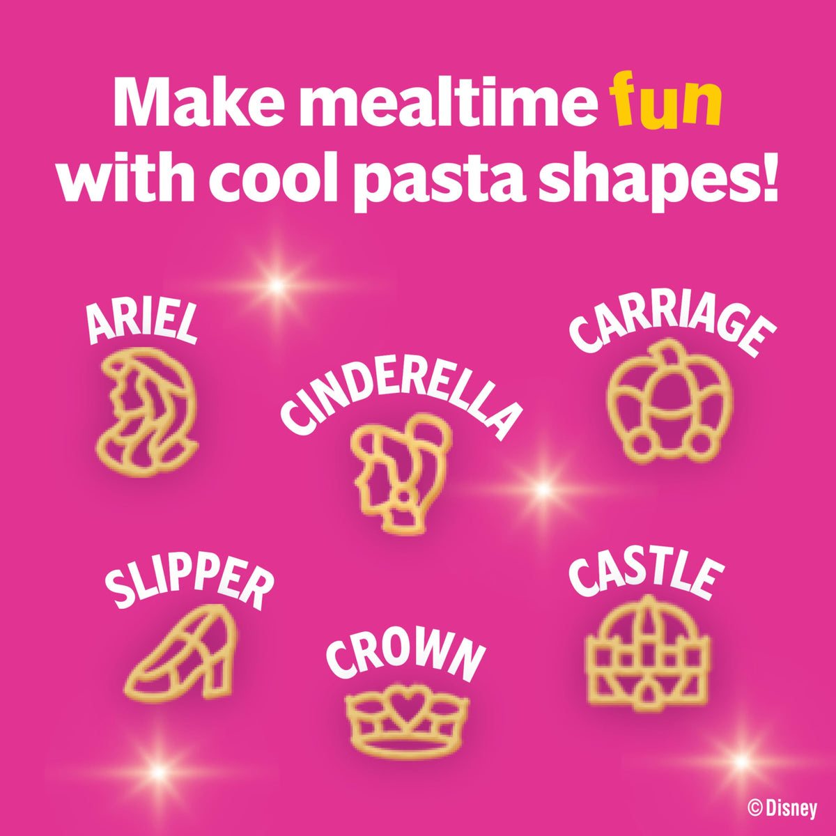 Campbell's Disney Princess soup with crackers serving idea promotes quick meal pairing.