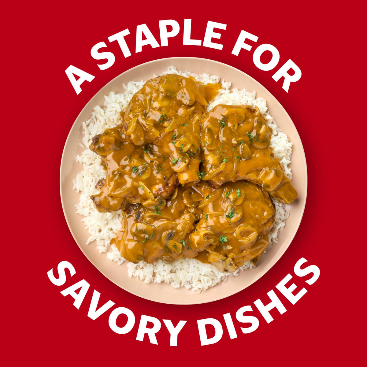 Campbell's soup served with herbs illustrates serving ideas for sandwiches or salads.