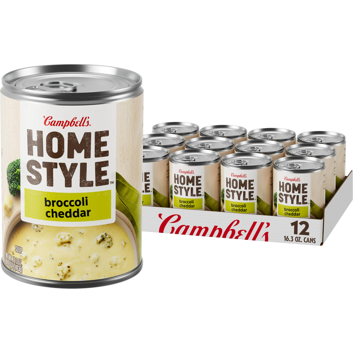 Campbell's Homestyle Broccoli Cheddar Soup pack front, ready for quick family meals.