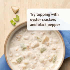 Chowder with oyster crackers, Campbell's Homestyle for classic pairing