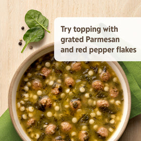 Campbell's Homestyle Italian Wedding Soup microwave-ready can and easy-open top for quick meals.