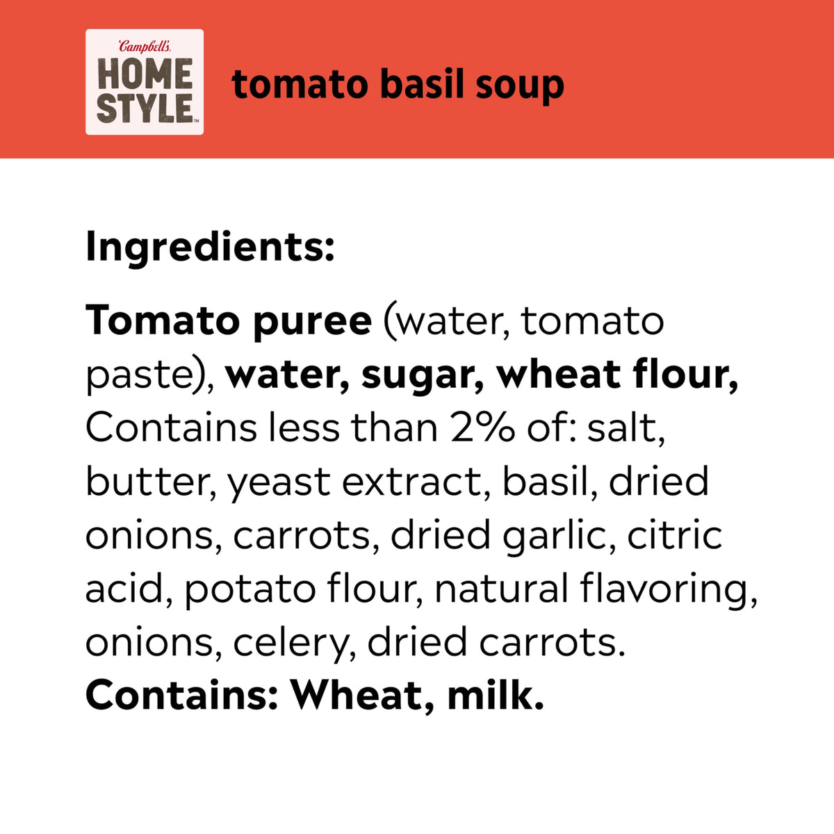 Close-up of tomatoes and basil in Campbell’s Homestyle Tomato Basil Soup.