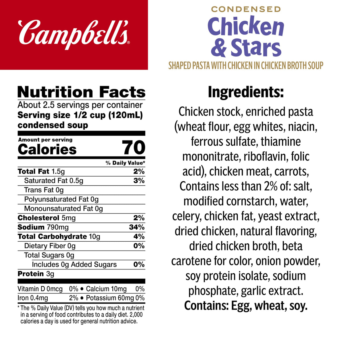 Campbell's Kids Chicken and Stars soup bowl served warm, star pasta appealing to kids.