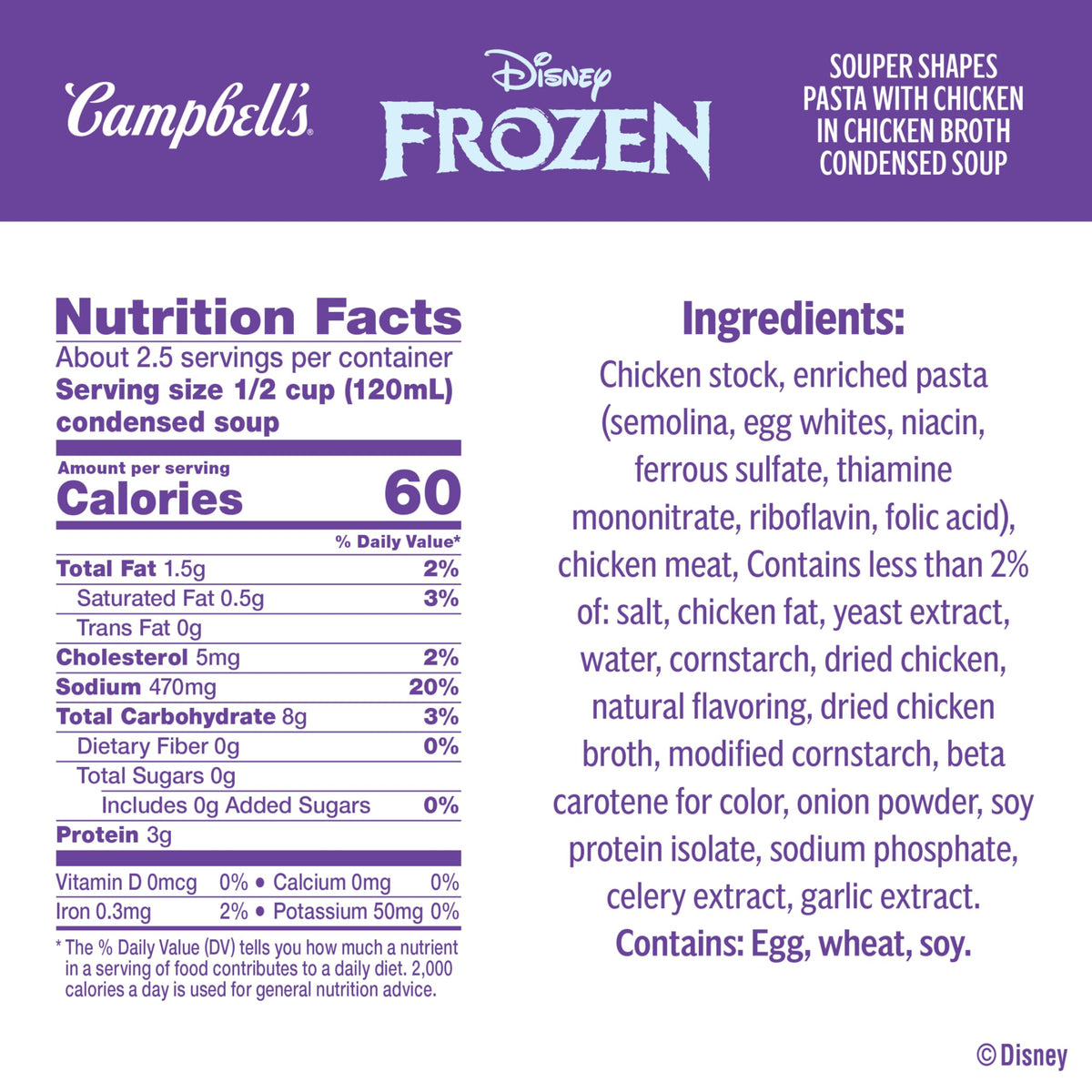 Close-up of Campbell's chicken broth and tender chicken in soup