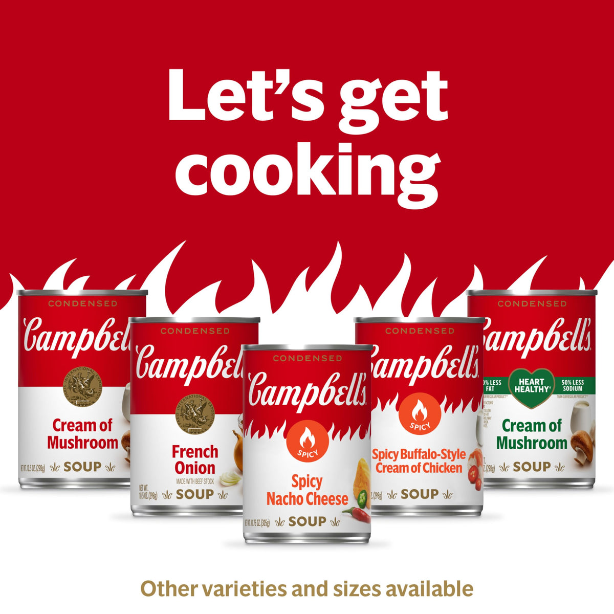 Campbell's soup can close-up reveals non-BPA lining and sturdy packaging.