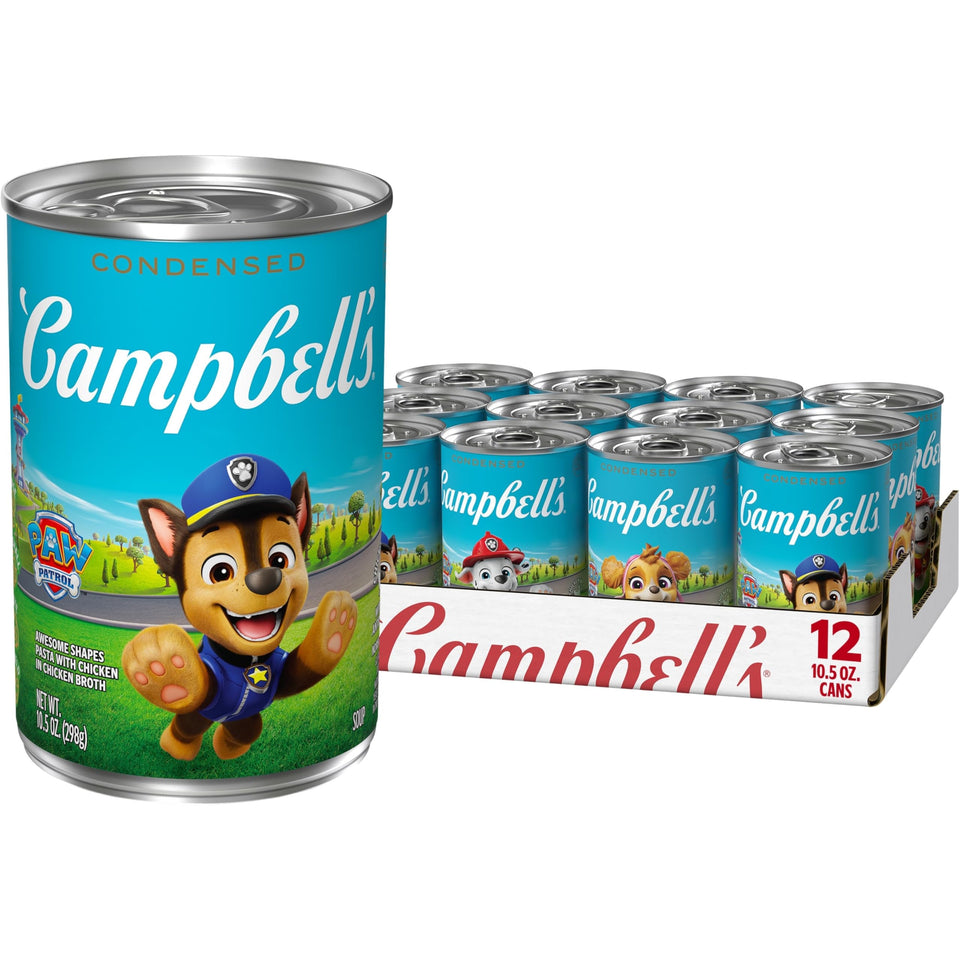 Campbell’s Paw Patrol kids soup can label for brand recognition