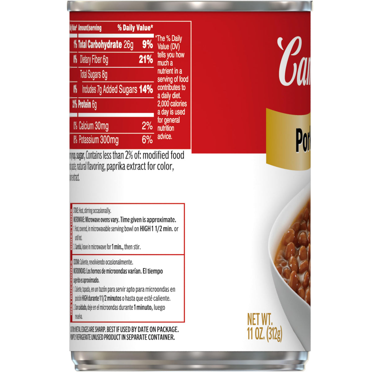 Campbell's Pork and Beans 24-pack case on pantry shelf for easy stocking