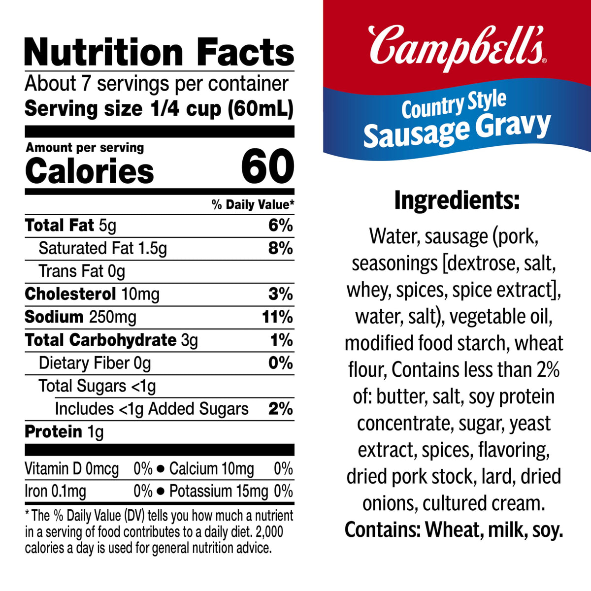 Campbell's sausage gravy with biscuits on a plate for easy brunch options