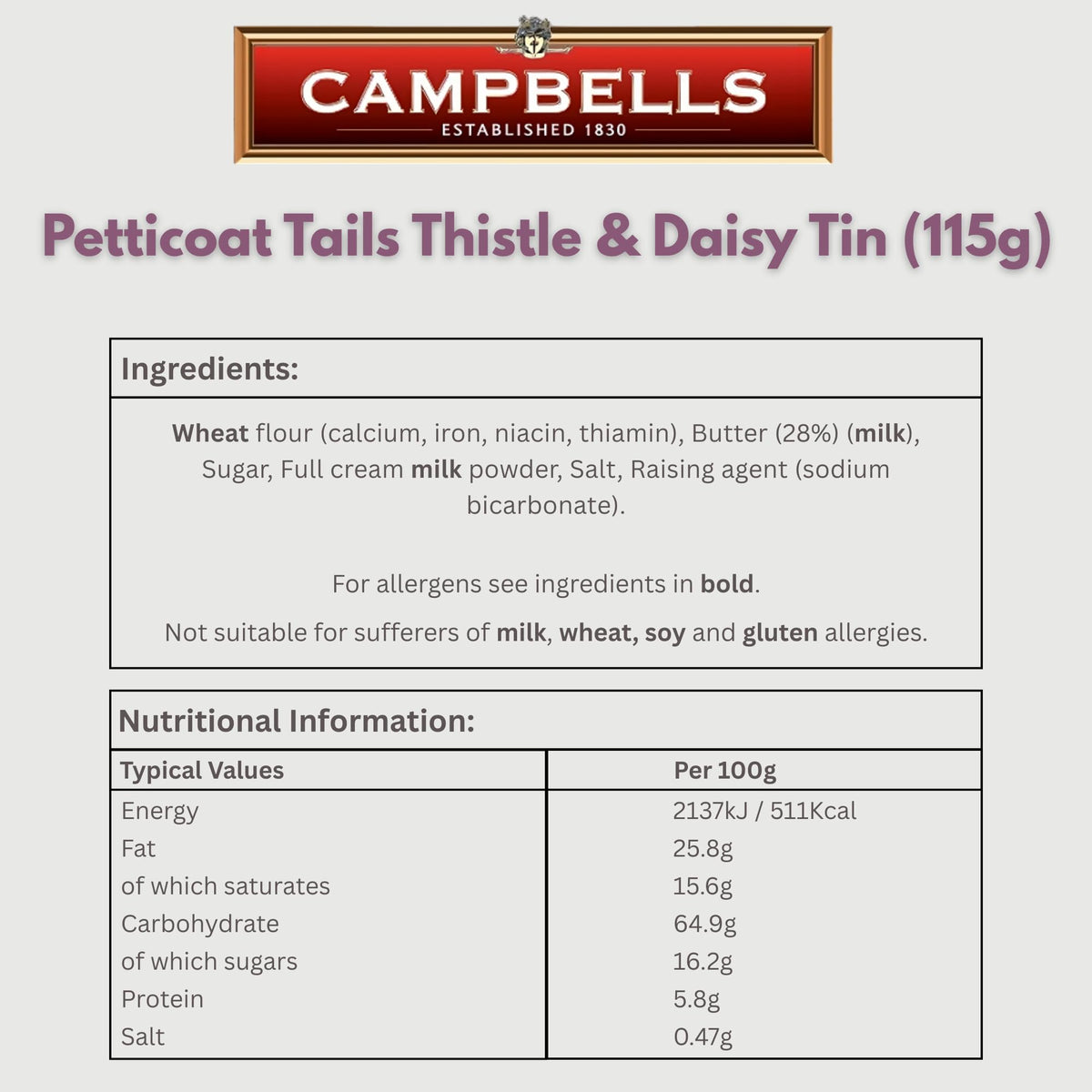 Campbells Shortbread Petticoat Tails gift tin ready for gifting