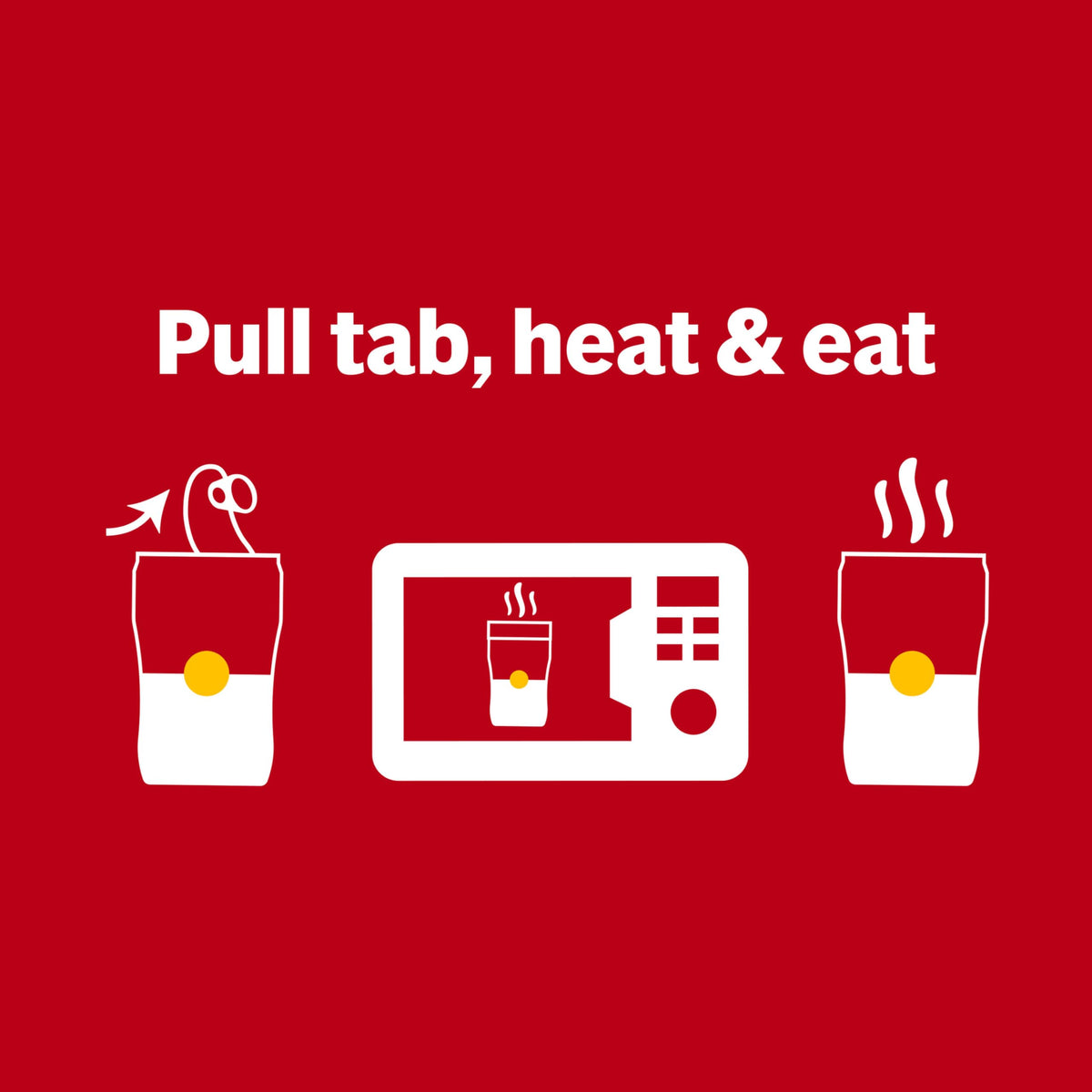 Steam rising from Campbell's Sipping Soup cup during microwaving for warm comfort.