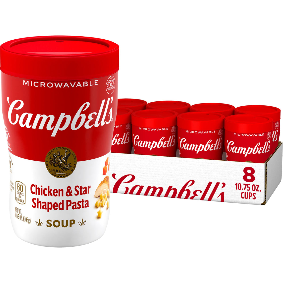 Campbell's Sipping Soup chicken-stars cup front view for on-the-go comfort