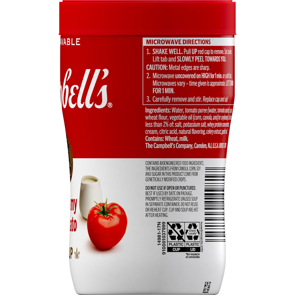 Campbell's Sipping Soup creamy tomato cup-in-use showcases velvety texture and aroma.