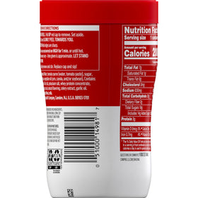 Campbell's Sipping Soup creamy tomato nutrition-facts label notes no artificial colors.