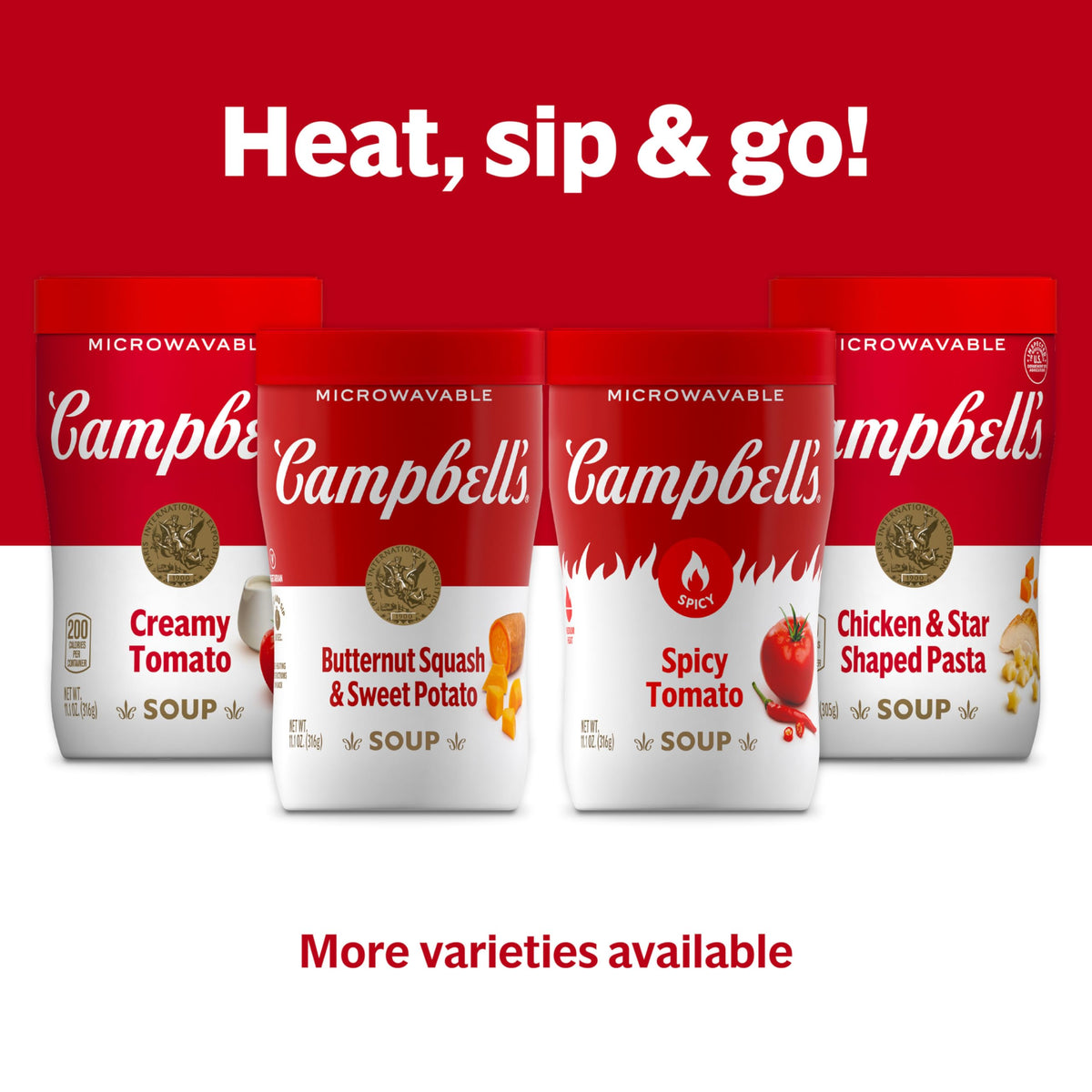 Campbell's Sipping Soup Spicy Tomato nostalgia evokes comforting memories.