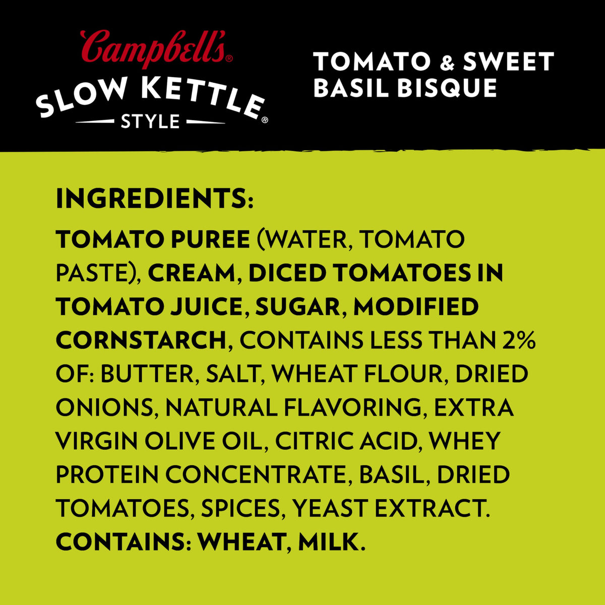 Campbell's Slow Kettle bisque with basil garnish enhances aroma