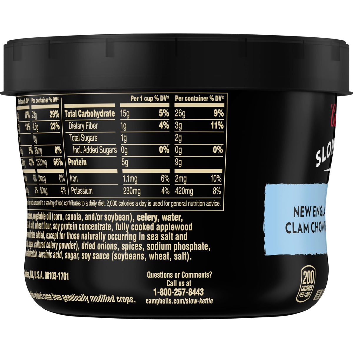Campbell's Slow Kettle Clam Chowder in microwave-safe bowl ready for office lunch.