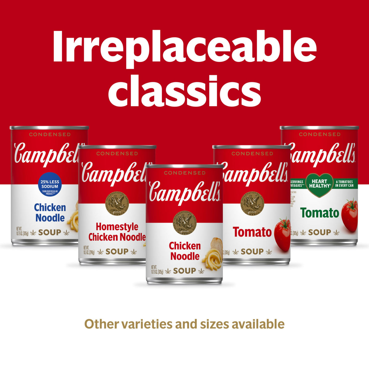 Stack of Campbell’s soup cans for pantry storage