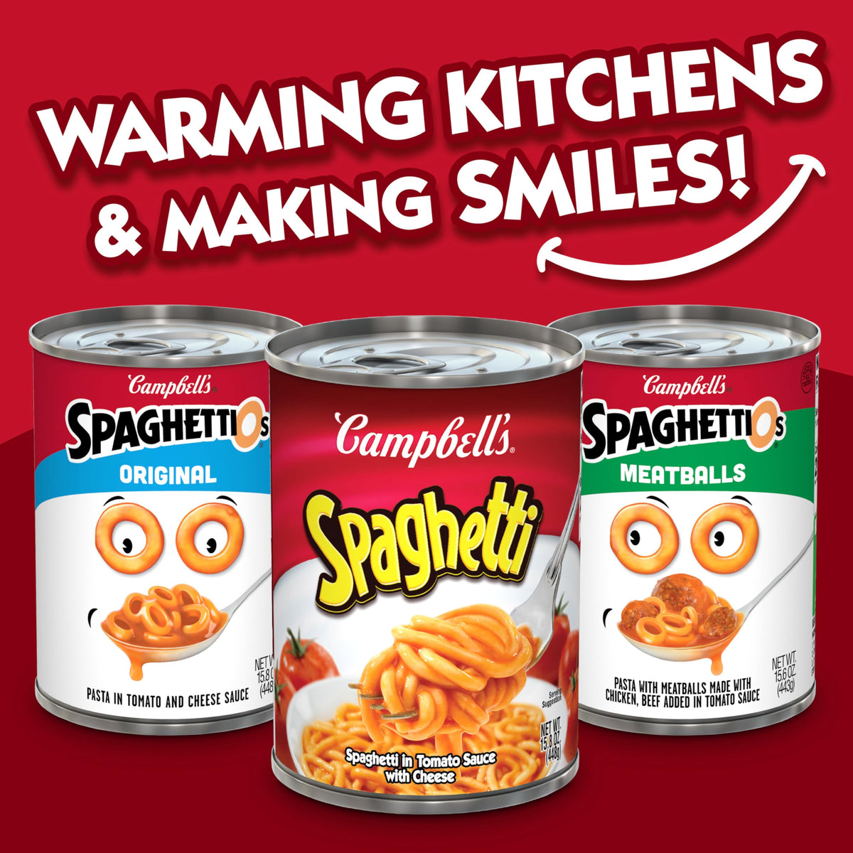 Open Campbell's Spaghetti in Tomato Sauce with Cheese can