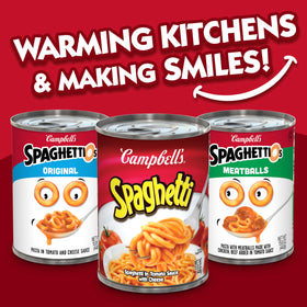 Open Campbell's Spaghetti in Tomato Sauce with Cheese can