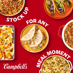 Campbell's twelve-can case supports year-round pantry convenience.