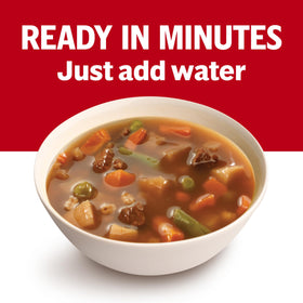 Microwave-ready Campbell's Vegetable Beef Soup for quick lunch