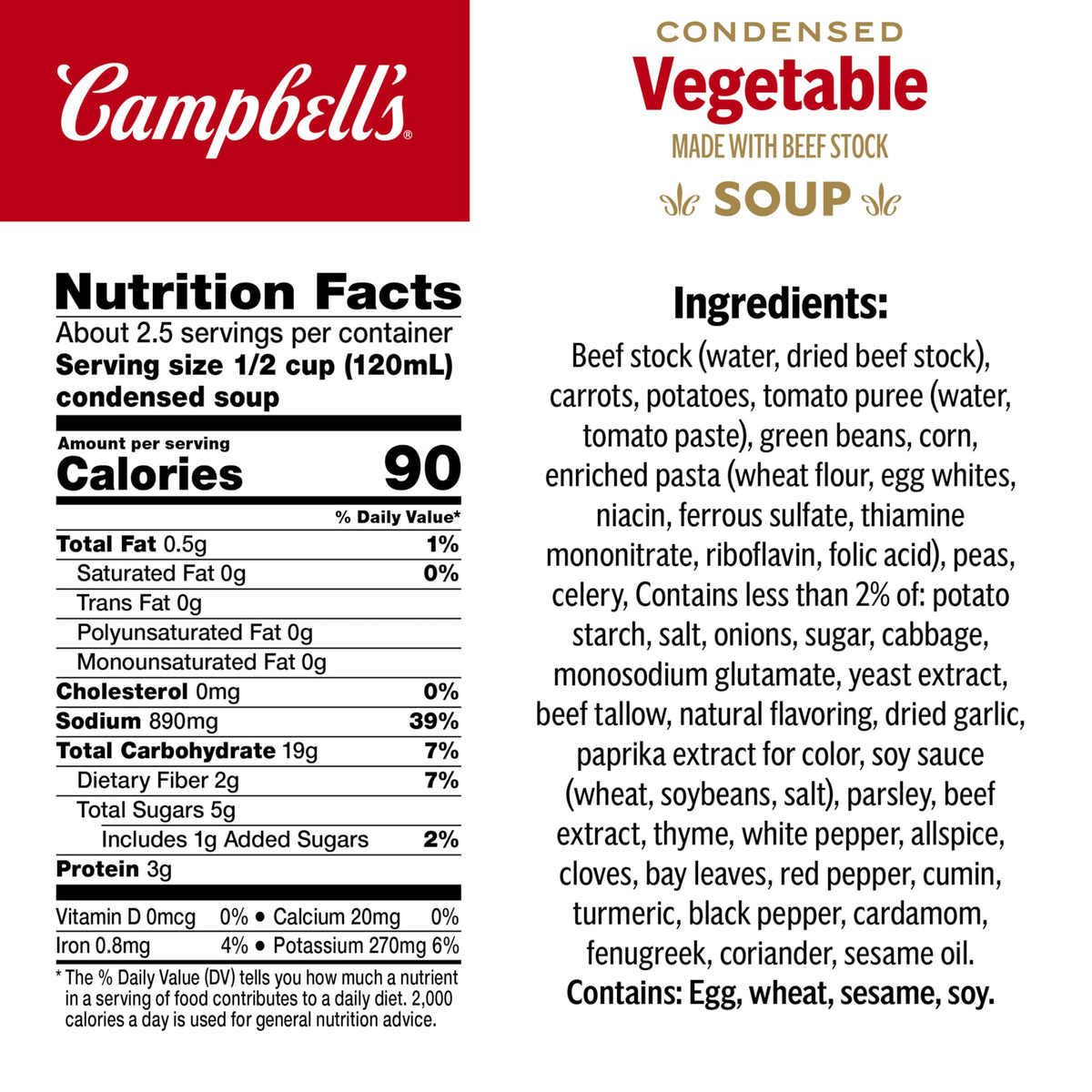 Campbell's Vegetable Soup with Beef Stock ingredients bowl shows wholesome veggies for a satisfying lunch.