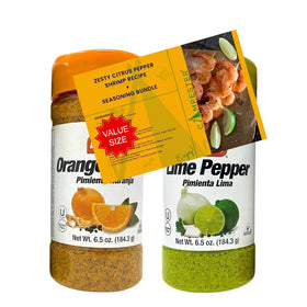 Campester Badia lime and orange pepper bundle on the kitchen counter for vibrant seasoning.