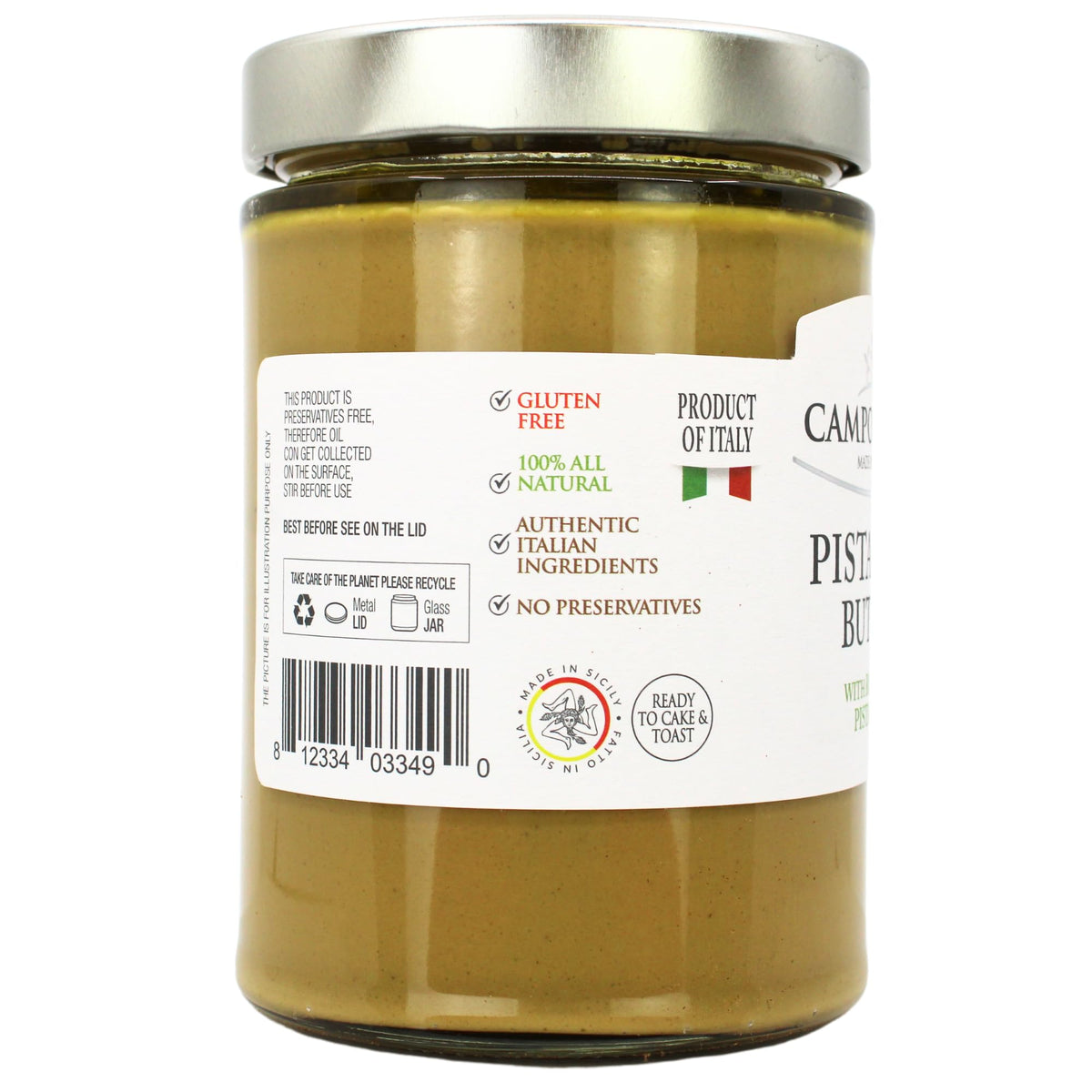 CAMPO D'ORO Pistachio Butter Cream spoon lifts a lush swirl for toppings.