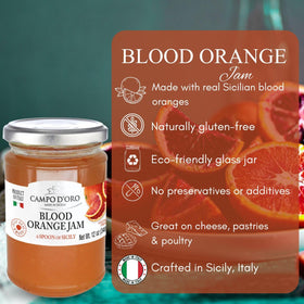 Campo D'Oro Marmalade label highlights no additives and 100% real fruit.