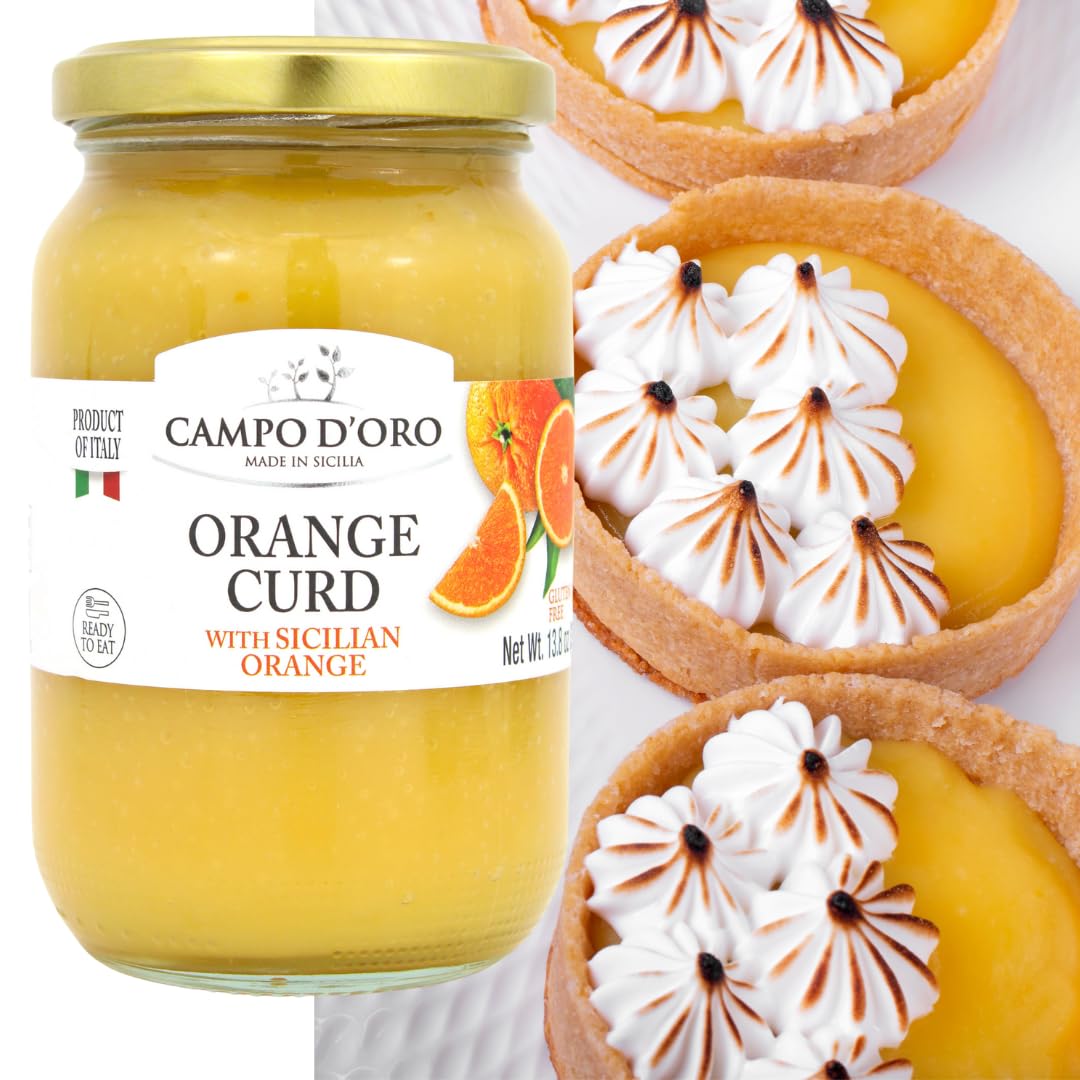 CAMPO D'ORO Orange Curd jar on breakfast table shows versatile spread for croissants.