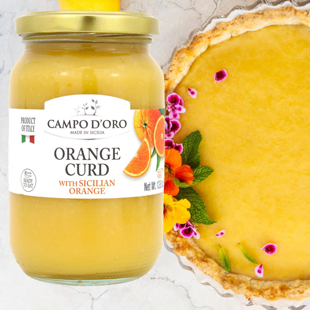 CAMPO D'ORO Orange Curd dollop on pastries illustrates easy culinary versatility.