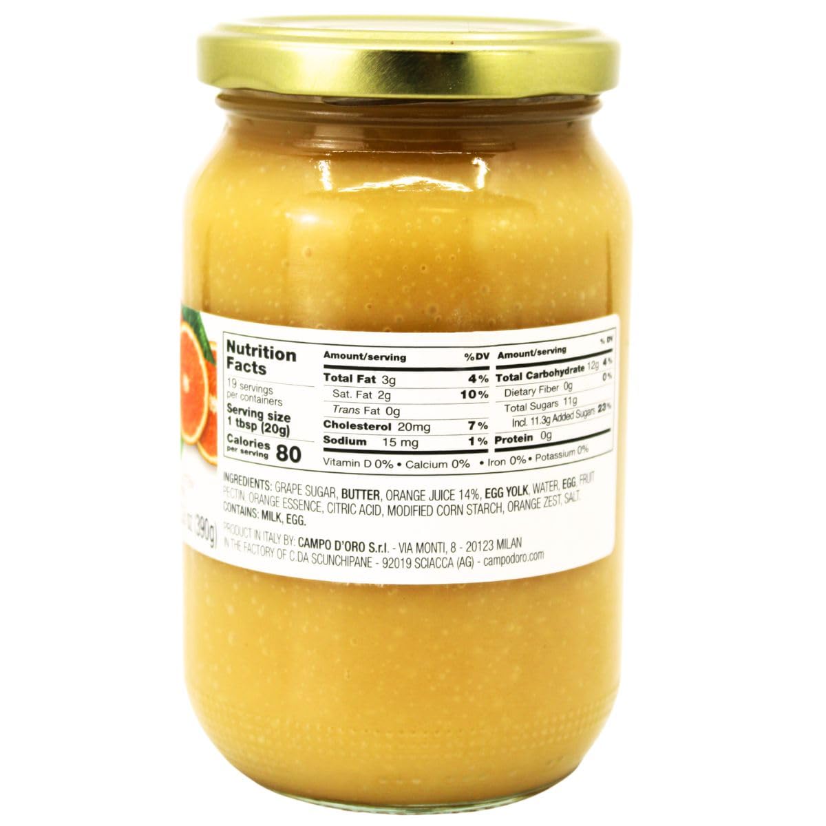 CAMPO D'ORO Sicilian Orange Curd spoonful reveals bright citrus and creamy richness for desserts.