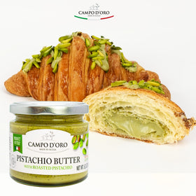 CAMPO D'ORO Velvety pistachio spread texture ideal for spreads.