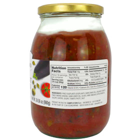 Campo D'Oro eggplant caponata with tomatoes and onions as pasta topping
