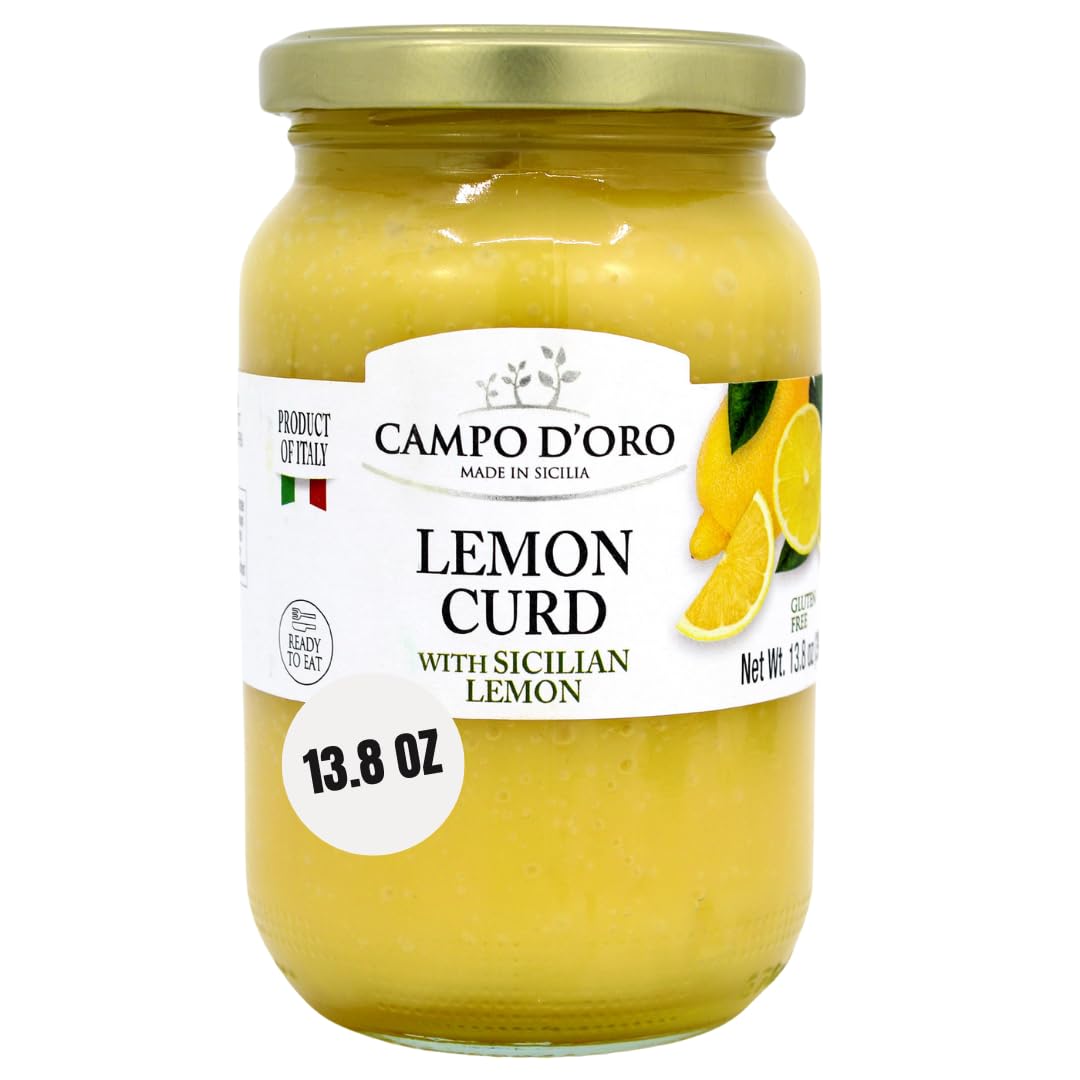 Campo D'Oro lemon curd jar front showcases vibrant color for a bright breakfast