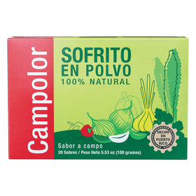 Campolor Sofrito Powder packaging showing Puerto Rican flavor convenience