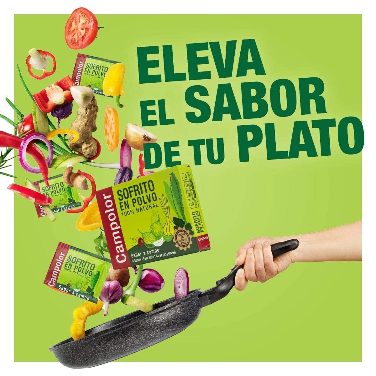 Campolor Sofrito Powder plated dish with Puerto Rican aroma