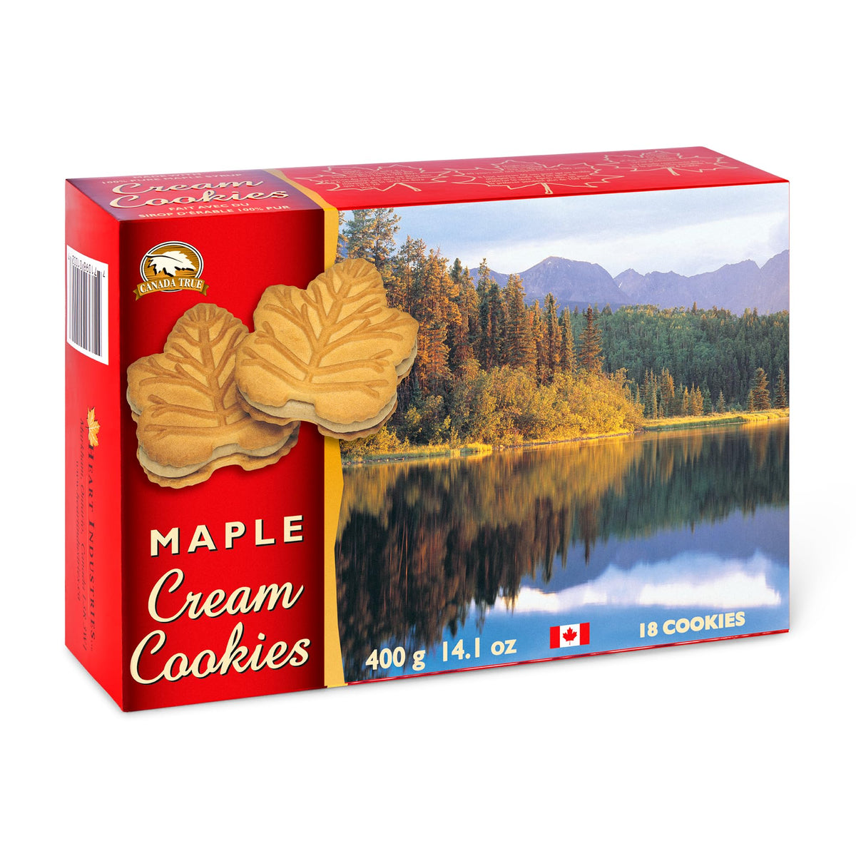 Canada True Premium Maple Cream Cookie with leaf design, a tasty treat for celebrations and gifting.