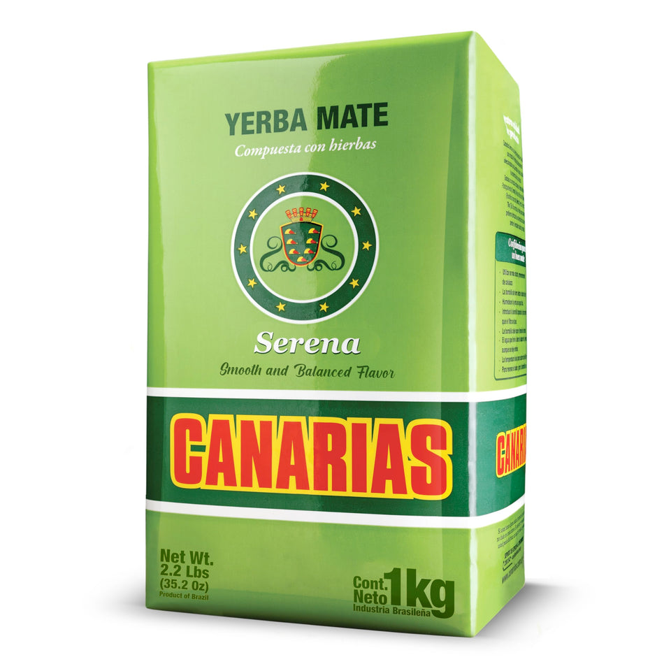 Canarias Serena Yerba Mate packaging highlights Melissa and mint for a refreshing daily ritual.