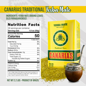 Canarias Yerba Mate ground leaf no stems for dense infusion.