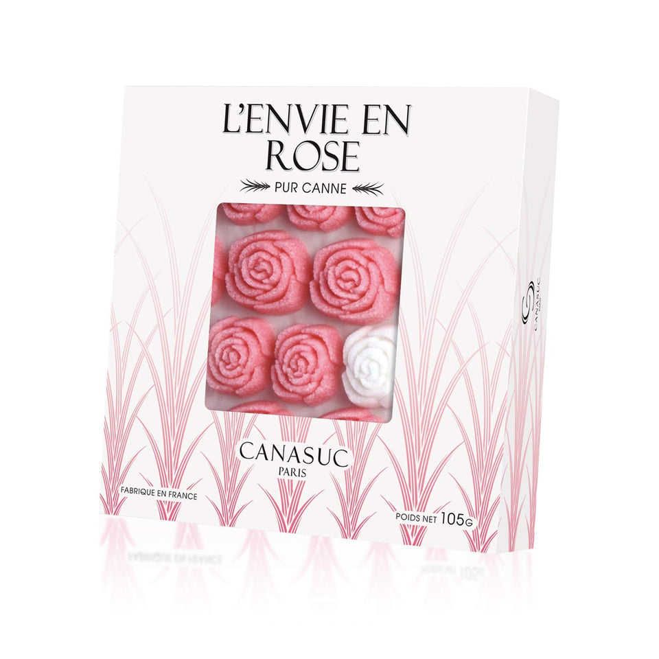 Canasuc Paris Envie en Rose sugar pieces in window gift box for elegant gatherings