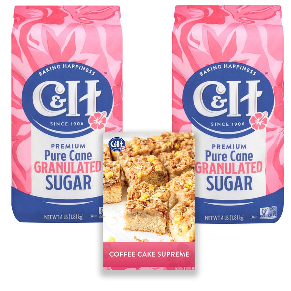 C&H Granulated Sugar 4 lb bag showing premium pure cane sweetness for baking.