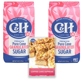 C&H Granulated Sugar 4 lb bag showing premium pure cane sweetness for baking.