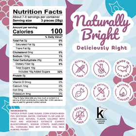 Candifi dye-free candy 8 oz pouch, colorful and naturally colored.