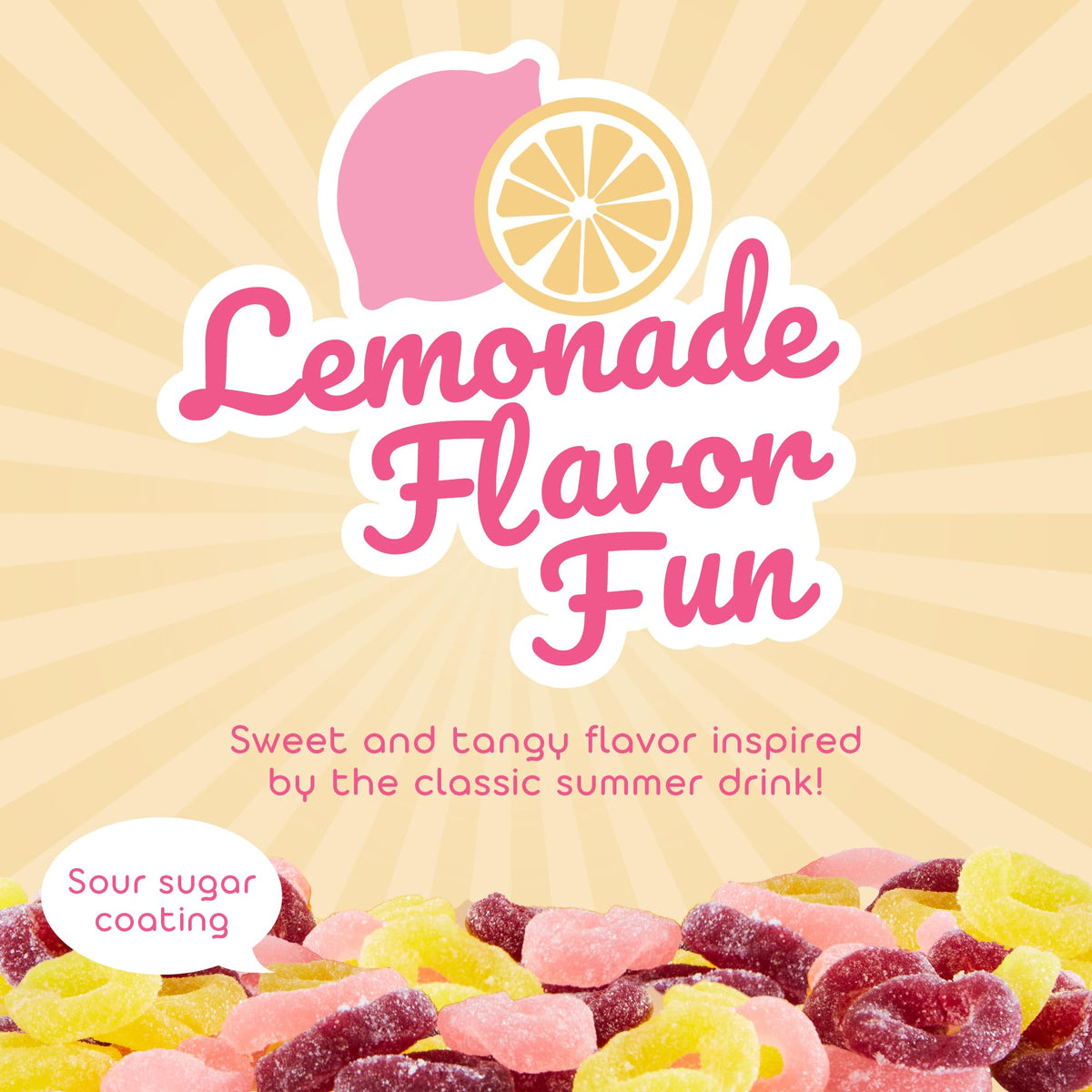 Candifi Lemonade Rings pouch and product view highlighting resealable packaging.