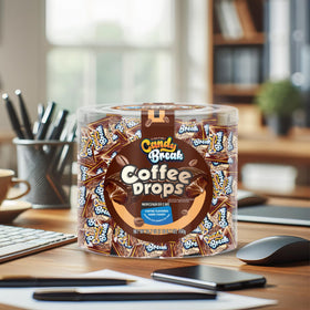 Halloween-ready Candy Break Coffee Drops display for party favors.