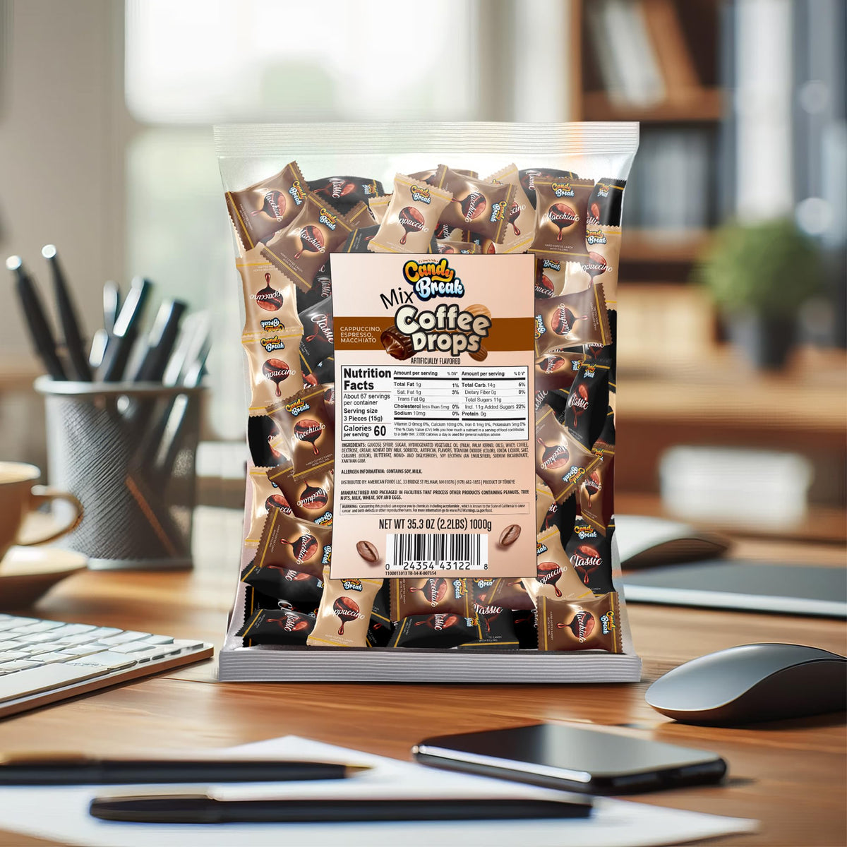 Individually wrapped Candy Break Coffee Drops for on-the-go