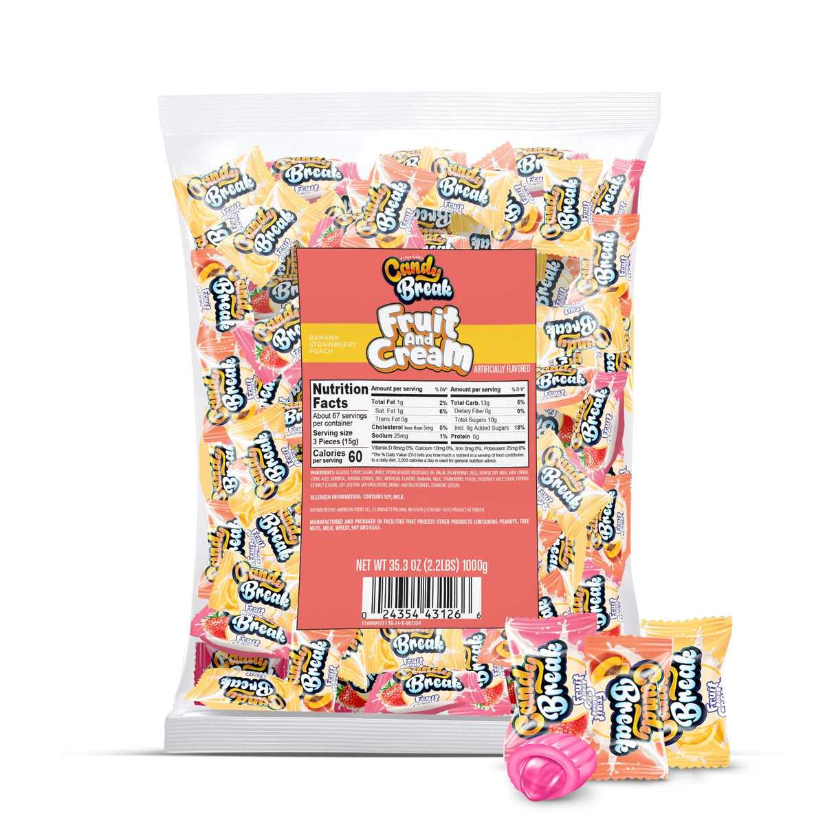 Candy Break banana center-filled candy reveals creamy fruit core for a satisfying bite.
