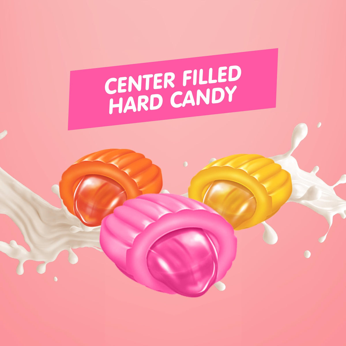 Candy Break peach center-filled candy delivers tropical sweetness with a smooth, creamy center.