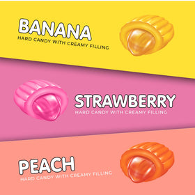 Candy Break strawberry center-filled candy blends bright fruit flavor with a rich creamy core.